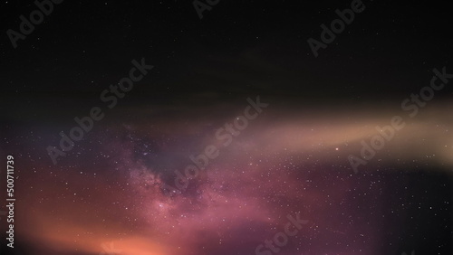 starry sky blue lilac nebula at sunset weather forecast milky way cosmic nature landscape 