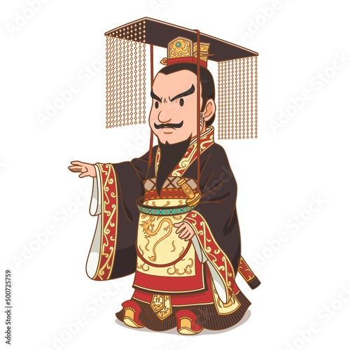 Cartoon Character of Chinese Emperor, Qin Shi Huang.