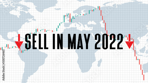 abstract background of sell in may 2022 stock market on white background