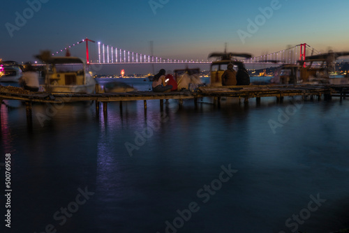15 July Martyrs Bridge in the Night Lights, Uskudar Istanbul Turkey 
