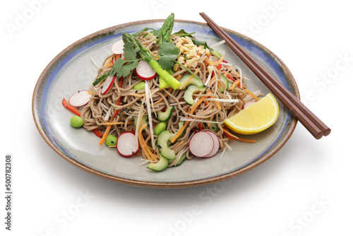 vegan soba noodle salad with spicy peanut dressing