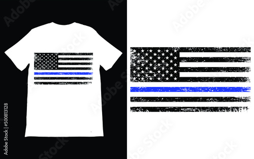 Thin Blue Line America Flag Police Lives Matter T-Shirt Vector Design, Blue Lives Matter, Back The Blue T-shirt, 