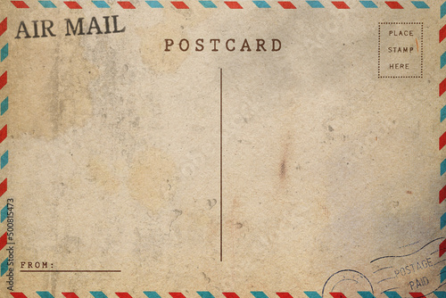 Back side of vintage postcard for writing message