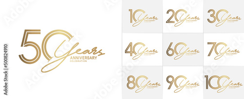 set of anniversary premium collection golden color can be use for celebration event