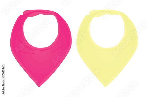 Pink and yellow bandana baby bib. vector