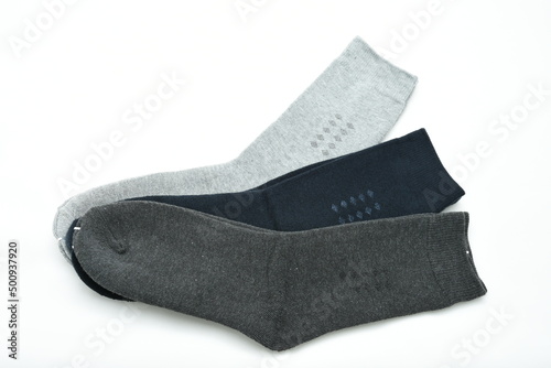  Three pair of male socks isolated on a white background