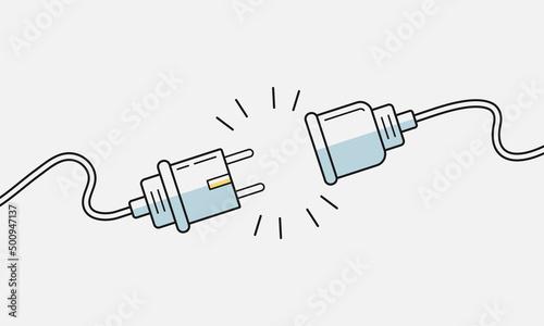 Power plug with wire and socket symbol. Vector illustration EPS 10
