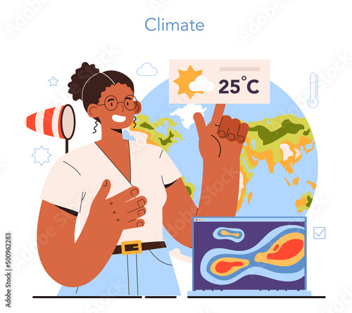 Diverse women in science. Female climatologist study factors that influence