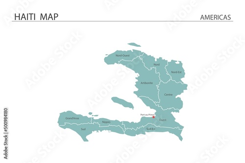 Haiti map vector illustration on white background. Map have all province and mark the capital city of Haiti.