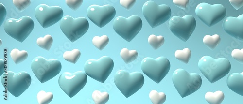Appreciation and love theme with Floating hearts - 3D render