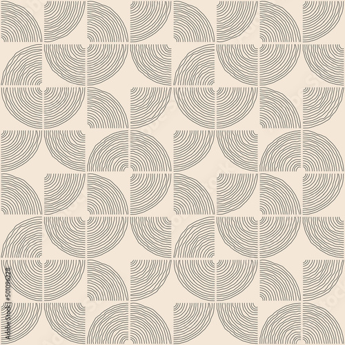 Trendy minimalist seamless pattern with abstract creative hand drawn composition