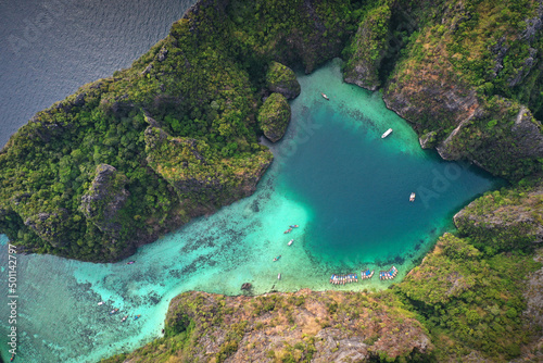 The Heart Shape Lagoon of Phi Phi Island , Andaman ocean in Southern Thailand.