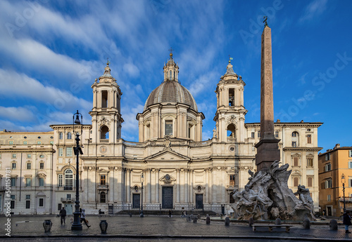 Church of Saint Agnes and the Fountain of Four Rivers (Fontana dei Quattro Fiumi) on Piazza Navona.
