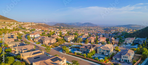 Entire view of a residential area from Double Peak Park in San Marcos, California