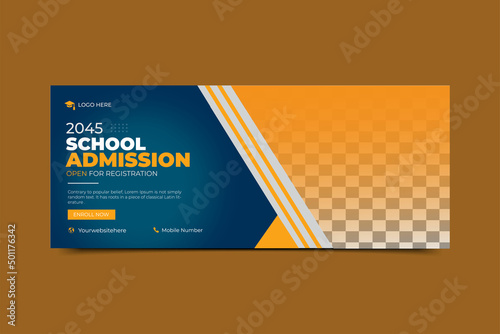 school education admission timeline cover layout and web banner template. Editable post template social media banners