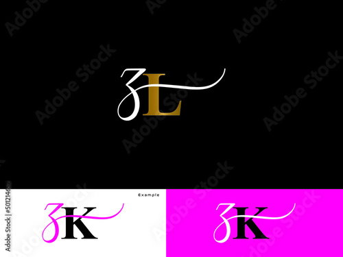 Letter ZL z l Logo, Modern Zl lz Signature Letter Logo Icon design