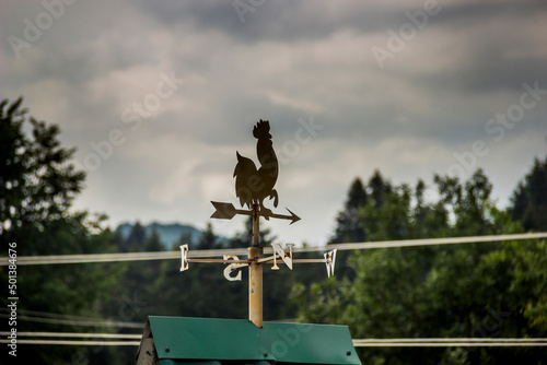 a weathercock on the top of the roof