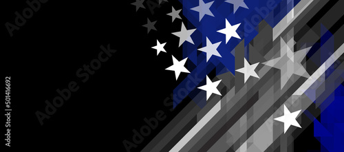 USA flag with a thin blue line