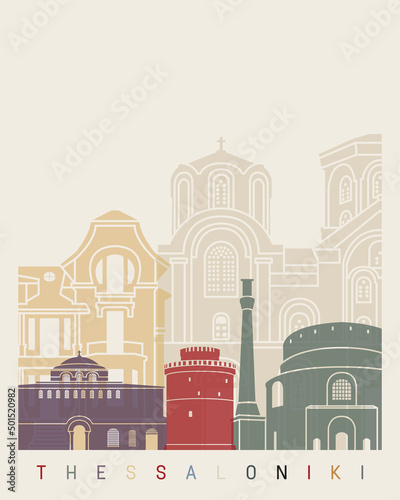 Thessaloniki skyline poster