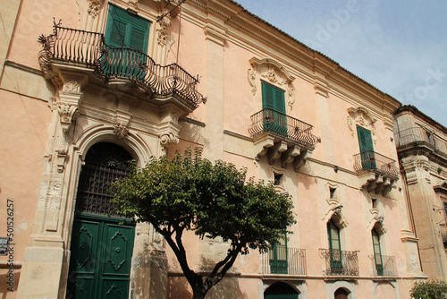baroque palace (bertini) in ragusa in sicily (italy) 