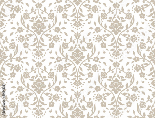 Damask seamless pattern element. Vector floral damask ornament vintage illustration.