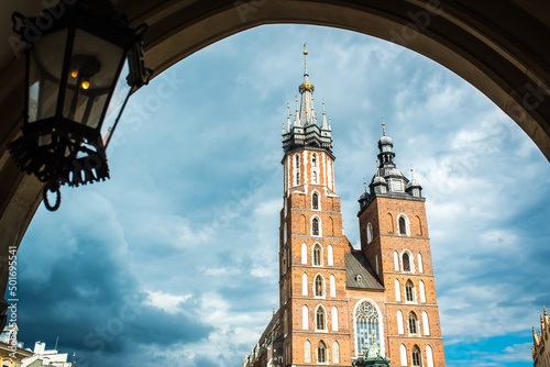 tourist architectural attractions in the historical square of Krakow