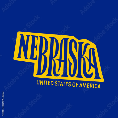 Nebraska state hand drawn lettering. American state modern typography. T-shirt print, sticker, stamp, seal, poster. Vector illustration.