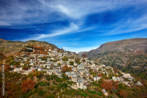 SYRRAKO VILLAGE, GREECE. One of the most beautiful Greek mountainous villages, on Tzoumerka mountains, Ioannina, Epirus.