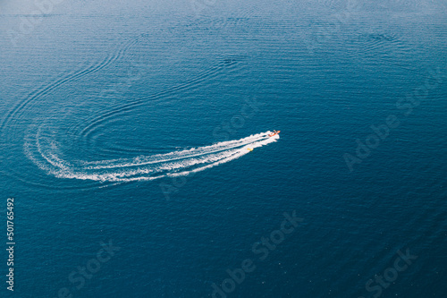 Speedboat with donut water-sports in Antisamos beach, Kefalonia