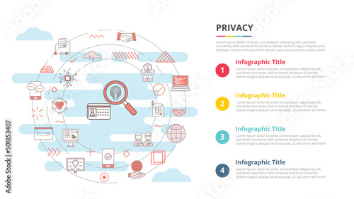 privacy concept for infographic template banner with four point list information