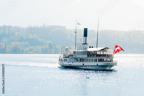 steamship Uri in Lake Lucerne in spring