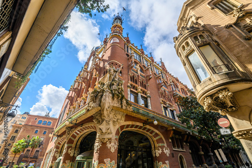 Barcelona, Spain. Palace of Catalan music or The Palau de la Musica Catalana is a concert hall, built by the architect Lluis Domenech i Montaner