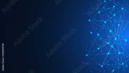 Abstract technology background with connecting the dots and lines. Global network connection, internet technology and digital communication concept