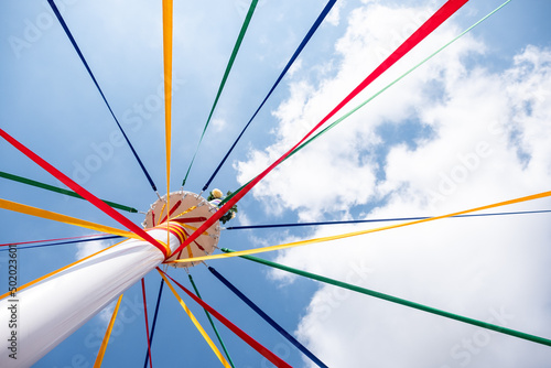 The traditional English Maypole & Coloured Ribbons.
