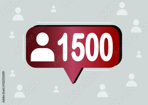 Thank you 1500 followers and peoples. Banner for online social group. Vector illustration