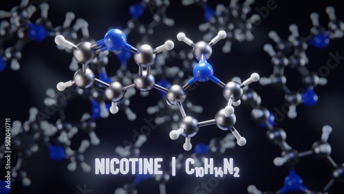 Nicotine molecular structure. 3D illustration
