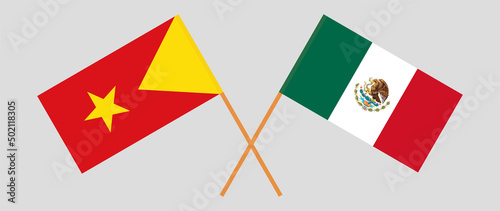 Crossed flags of Tigray and Mexico. Official colors. Correct proportion