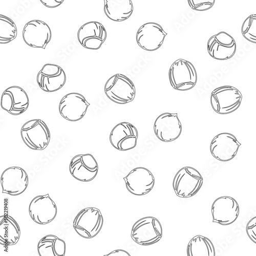 Hand drawn seamless pattern with shelled and whole hazelnuts. For backgrounds, packaging, ads, interiors, labels and other designs.