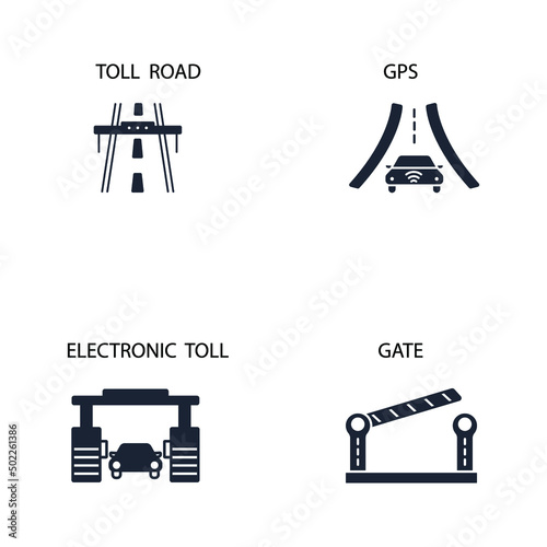 toll road icons set . toll road pack symbol vector elements for infographic web