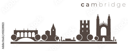 Cambridge England Simple Monochrome Stylish Skyline