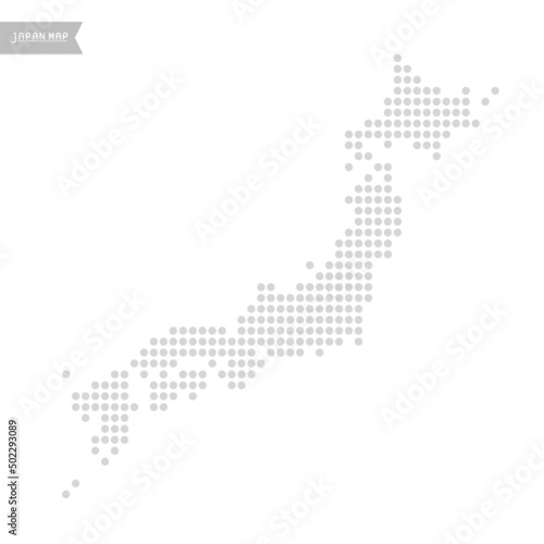 ドットで描いた日本地図：薄いグレーのシンプルな日本列島