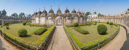 Panoramic image of 108 Shiva Temples of Kalna, Burdwan , West Bengal. A total of 108 temples of Lord Shiva (a Hindu God), are arranged in two concentric circles - an architectural wonder,