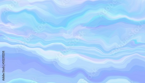 Light blue abstract background with waves and liquify effect.