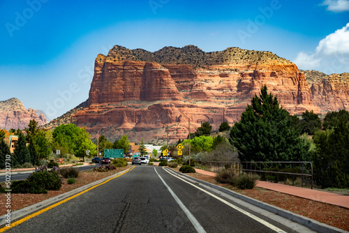 The road that leads to the red rocks in Sedona