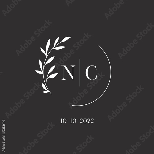 Letter NC wedding monogram logo design template