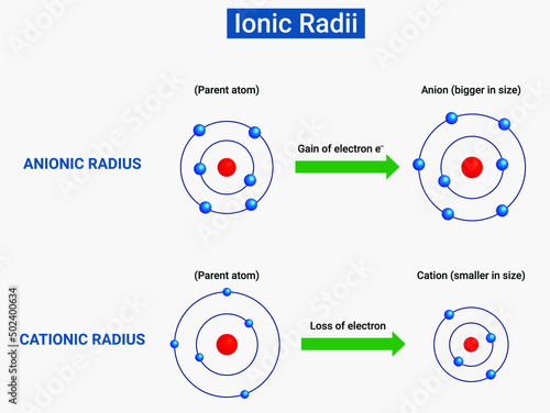 Ionic Radii: Ions are formed by either gain of electrons by an atom or loss of electrons by an atom