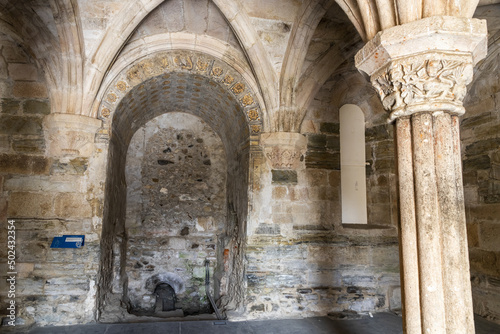 Inside view of the medieval chapterhouse of the Monastery of Saint Mary of Carracedo, Spain