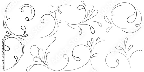 Set of vector floral decoration elements. Use for decoration vintage invitations, greeting cards, posters, for your design wallpapers, pattern fills, web page backgrounds, textiles.