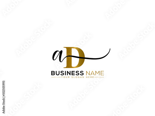 Alphabet AD da Signature Letter Logo, Signature Ad Logo Icon Design