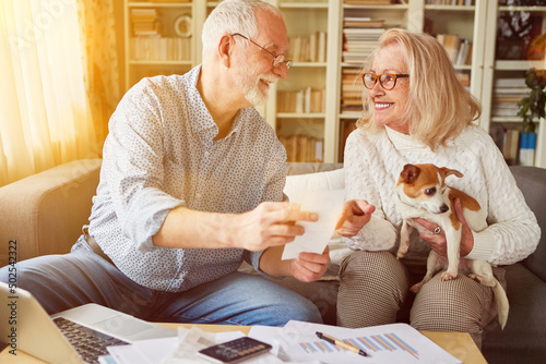 Seniors sort receipts for accounting at home